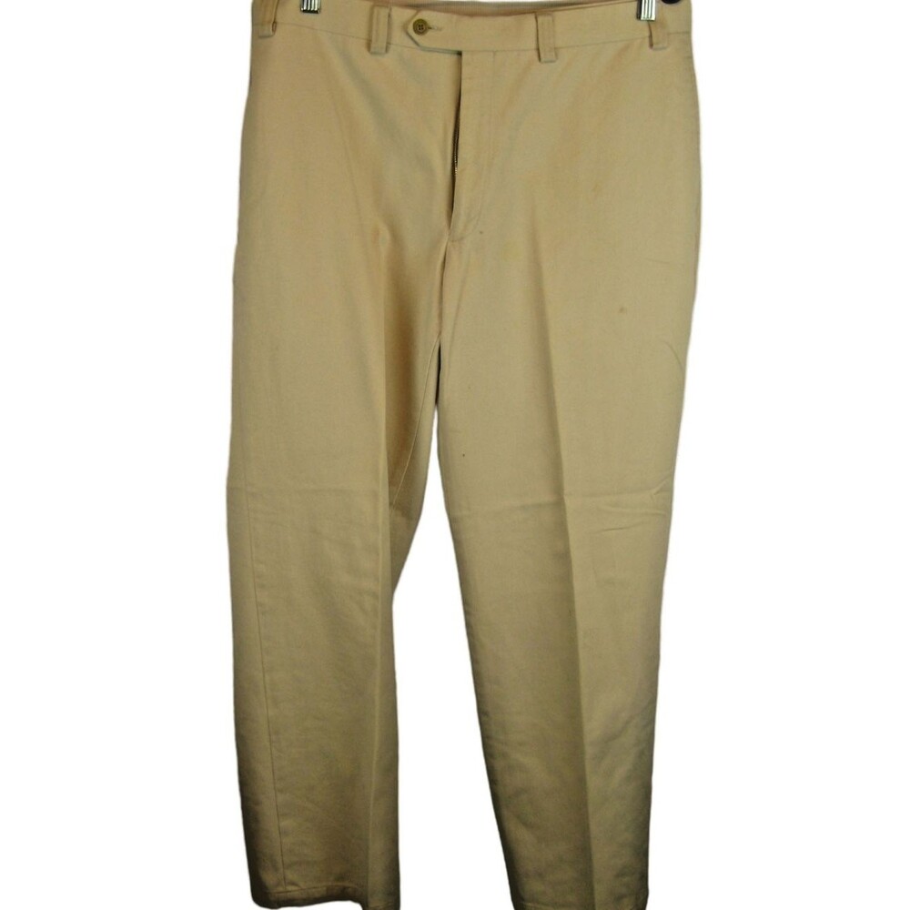 Mens Lauren Ralph Lauren Khaki Flat Front Cotton Chino Pants sz 38x30
